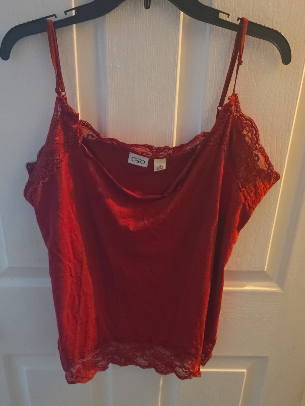 Cato Deep Red Lace-Trim Camisole